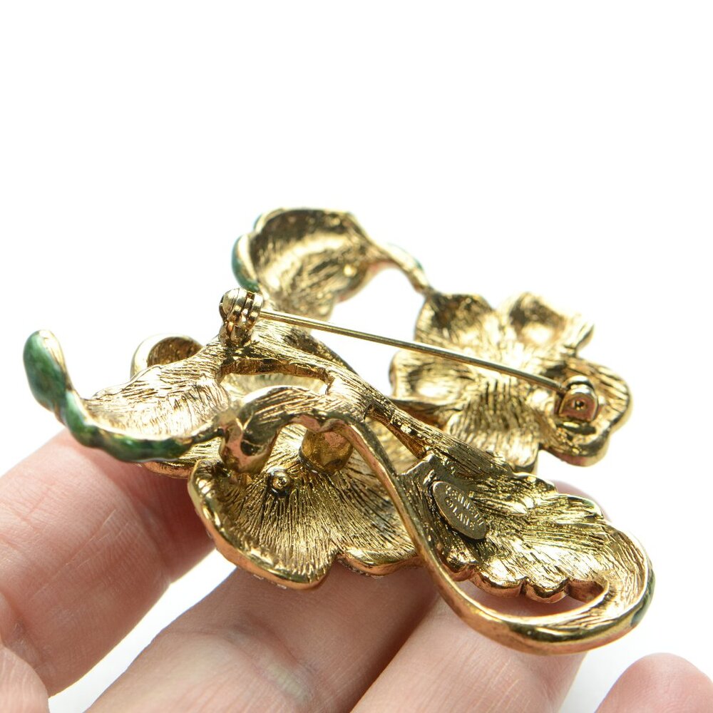 Vintage Kenneth Jay Lane Kjl Enamel & Crystal Flo… - image 6